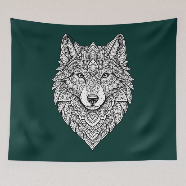 Item preview, Mandala wolf line art animal spirit, mandala wolf linear art animal spirit designed and sold by JuanArtix.