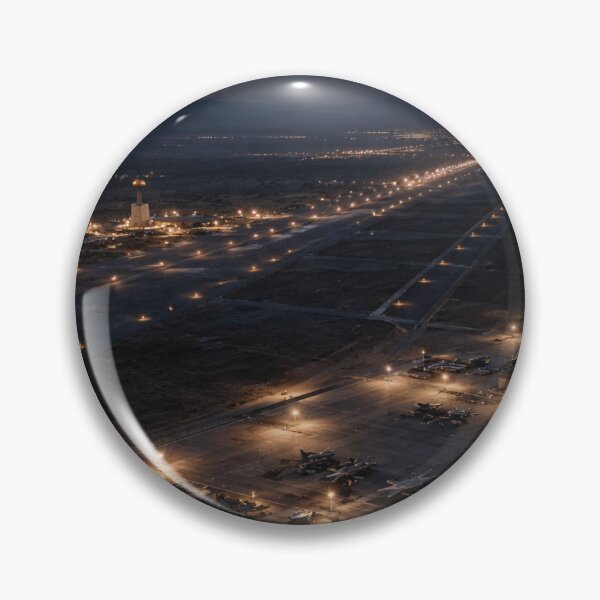 Item preview, Night Military Airbase Aerial View | Runway Lights & Aircraft Hangars | Cinematic Aviation Wall Art designed and sold by Element Horizon Studio.