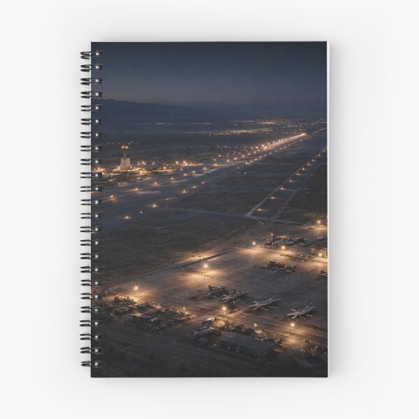 Item preview, Night Military Airbase Aerial View | Runway Lights & Aircraft Hangars | Cinematic Aviation Wall Art designed and sold by Element Horizon Studio.
