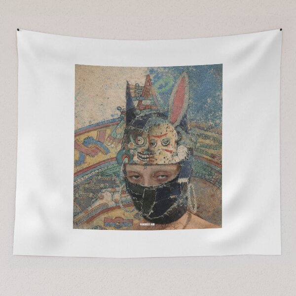 Item preview, Split God Mask – Glitch Aztec Identity Art | Surreal Tribal Duality designed and sold by Forrest Jōb Art.
