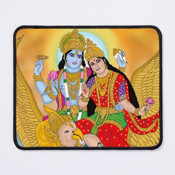 Item preview, Divine Lakshmi Narayan Illustration – Vishnu Goddess Spiritual Art designed and sold by Harshit_Digital_Arts.