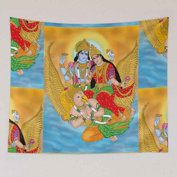 Item preview, Divine Lakshmi Narayan Illustration – Vishnu Goddess Spiritual Art designed and sold by Harshit_Digital_Arts.