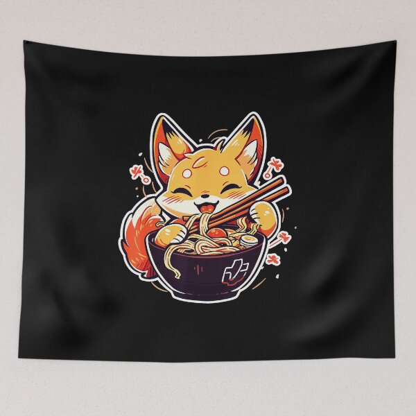 Item preview, Cute Kawaii Fox Eating Ramen Japanese Anime Style designed and sold by titanlevi.