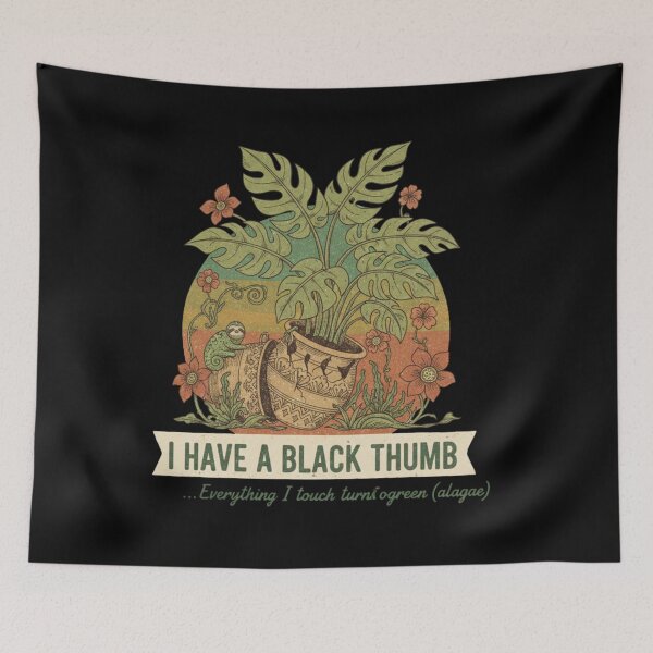 Item preview, Funny Black Thumb Plant Lover Algae Joke designed and sold by BlissHalo.