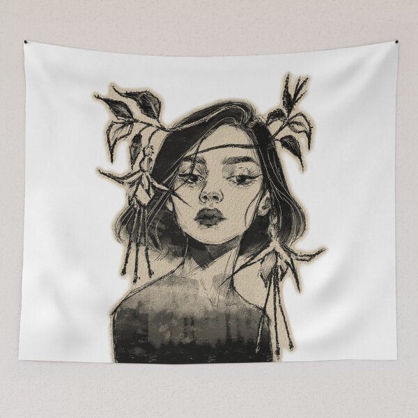 Item preview, FUCHSIA FLOWER CROWN WOMAN SEPIA designed and sold by melyverso.