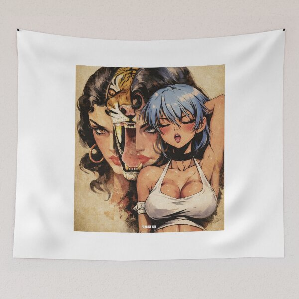 Item preview, Predator Desire – Tiger Spirit & Anime Seduction Collage | Dark Feminine Energy designed and sold by Forrest Jōb Art.