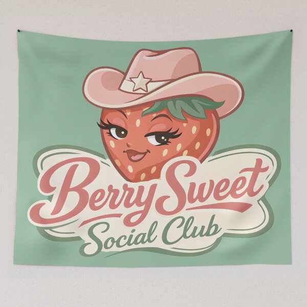 Item preview, Berry Sweet Social Club Cute Cowgirl Strawberry Retro Design designed and sold by Luvahawb.