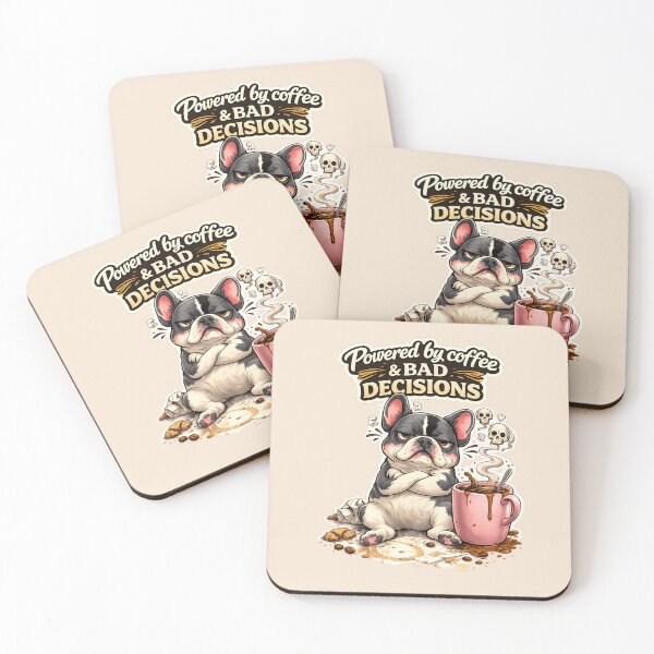 Item preview, Powered by Coffee & Bad Decisions French Bulldog Funny Design designed and sold by Frenchie Fever.
