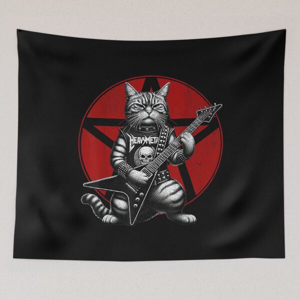 Item preview, Heavy Metal Cats and Death Metal Music Metalhead Rock Guitar designed and sold by AnnUWatts.