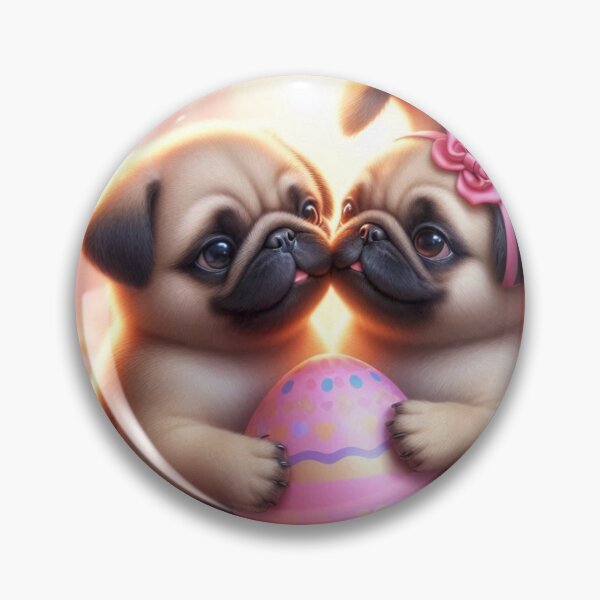 Item preview, Adorable Pug Puppies with Easter Eggs designed and sold by Wags & Tails.