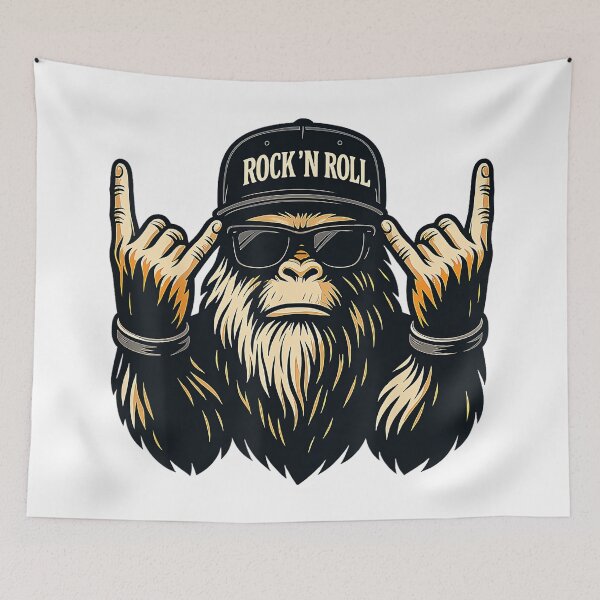 Item preview, Bigfoot Rock On Sasquatch Heavy Metal Vibes Men Women designed and sold by AnnUWatts.