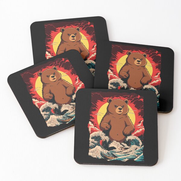 Item preview, Angry Bear Kaiju Style Japanese Wave Illustration designed and sold by JEFDodsonArt.