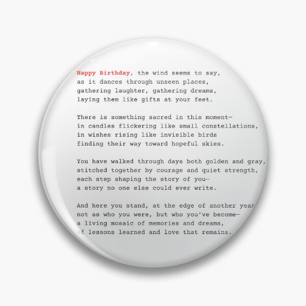 Item preview, Inspirational Happy Birthday Poem Print, Elegant Birthday Card Design, Sentimental Gift Idea designed and sold by BlareBlare.