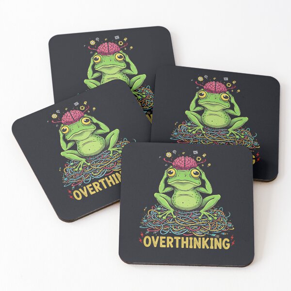 Item preview, Overthinking Frog  Funny Mental Health Meme Animal  Relatable Anxiety Humor Frog T-shirt & Sticker designed and sold by ZyxDes.