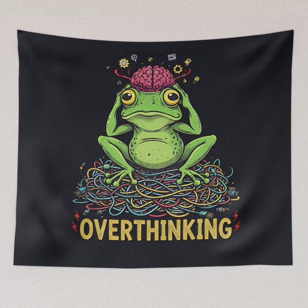 Item preview, Overthinking Frog  Funny Mental Health Meme Animal  Relatable Anxiety Humor Frog T-shirt & Sticker designed and sold by ZyxDes.