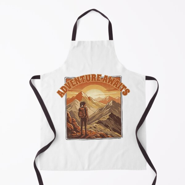 Item preview, Adventure Awaits Sunset Illustration - Retro Mountain Peak Solo Female Hiker designed and sold by Bloom & Quiet .