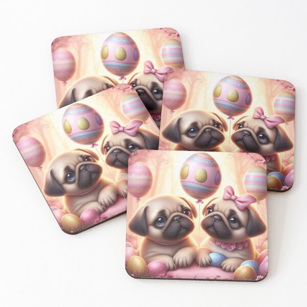 Item preview, Cute Pug Puppies with Easter Eggs designed and sold by Wags & Tails.