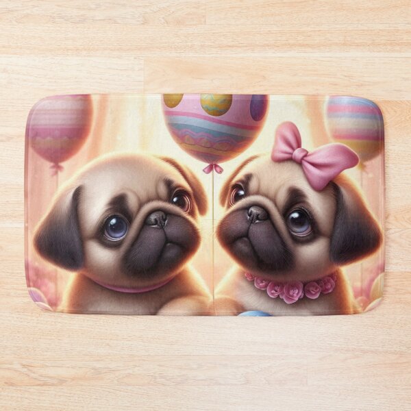 Item preview, Cute Pug Puppies with Easter Eggs designed and sold by Wags & Tails.