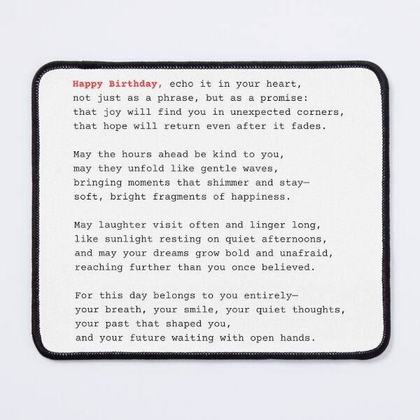 Item preview, Happy Birthday Poetry Wall Art, Aesthetic Birthday Card Print, Heartfelt Verse Gift Decor designed and sold by BlareBlare.