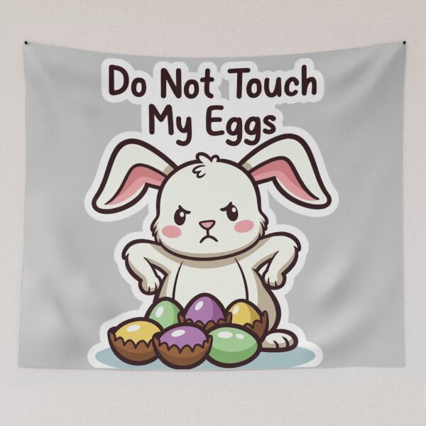Item preview, Funny Bunny Guarding Chocolate Eggs designed and sold by PixelVibe782.