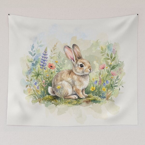 Item preview, Cute Watercolor Rabbit in Wildflower Garden – Cottagecore Bunny Illustration designed and sold by Wander & Whim Designs.