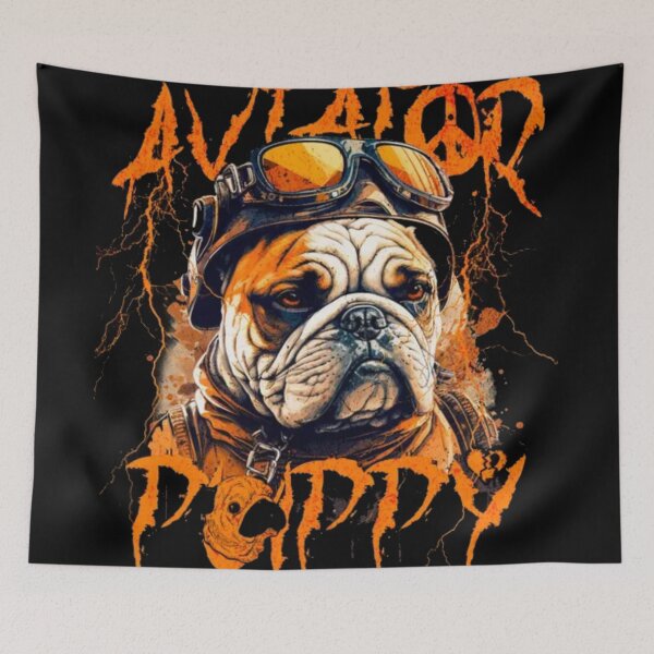 Item preview, Aviator Puppy - Edgy English Bulldog Pilot Grunge Graphic designed and sold by GenZFashion000.