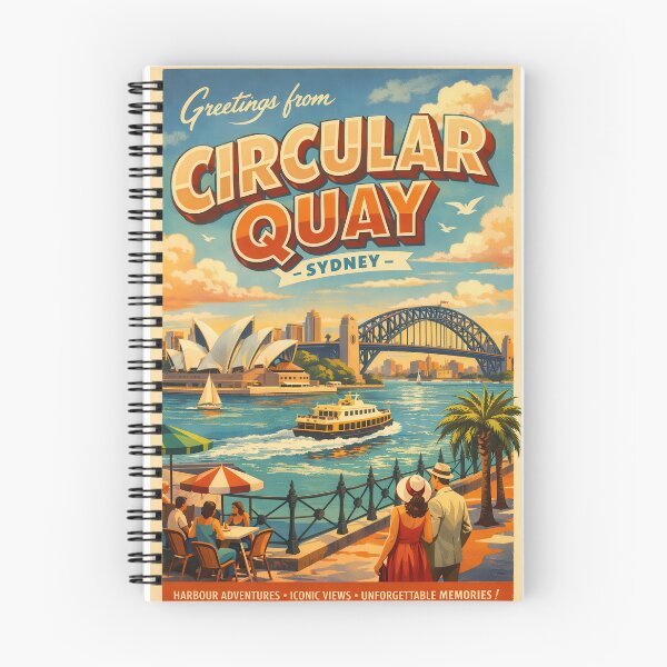 Item preview, Vintage travel poster Circular Quay Sydney – Retro harbor & skyline poster designed and sold by Earth Celebration Designs.