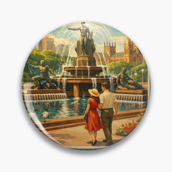 Item preview, Vintage travel poster Hyde Park Sydney – Retro Park & Australia poster designed and sold by Earth Celebration Designs.
