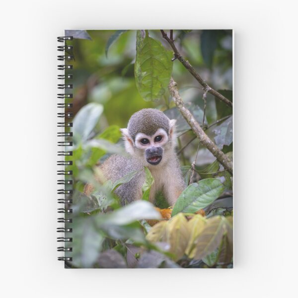 Item preview, Wide-Eyed Wonder – Squirrel Monkey Peering Through Jungle Foliage, Costa Rica Wildlife Photography designed and sold by WildFrameNature.