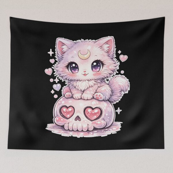 Item preview, Pastel Goth Kawaii Cat Skull | Cute Spooky Witch Aesthetic designed and sold by cr6zym1nd.