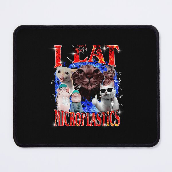Item preview, I Eat Microplastics Funny Cat Meme Collage designed and sold by tadmercado.