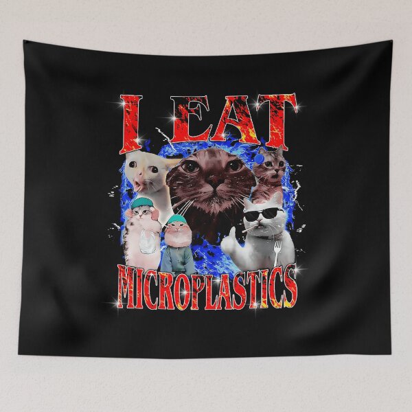 Item preview, I Eat Microplastics Funny Cat Meme Collage designed and sold by tadmercado.