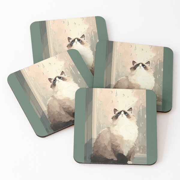 Item preview, Ragdoll Cat Gazing at Raindrops designed and sold by Moody Vibes Studio.