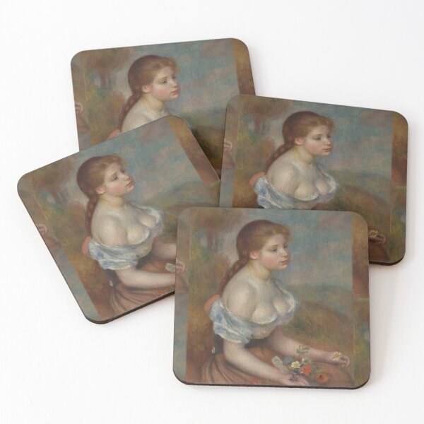 Item preview, A Young Girl With Daisies by Pierre-Auguste Renoir: Romantic Impressionist Poster designed and sold by artofuniverse.