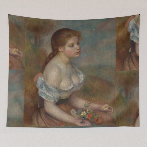 Item preview, A Young Girl With Daisies by Pierre-Auguste Renoir: Romantic Impressionist Poster designed and sold by artofuniverse.