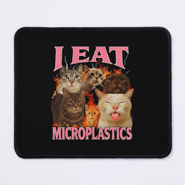 Item preview, I Eat Microplastics Funny Cat Meme Y2K Style designed and sold by tadmercado.