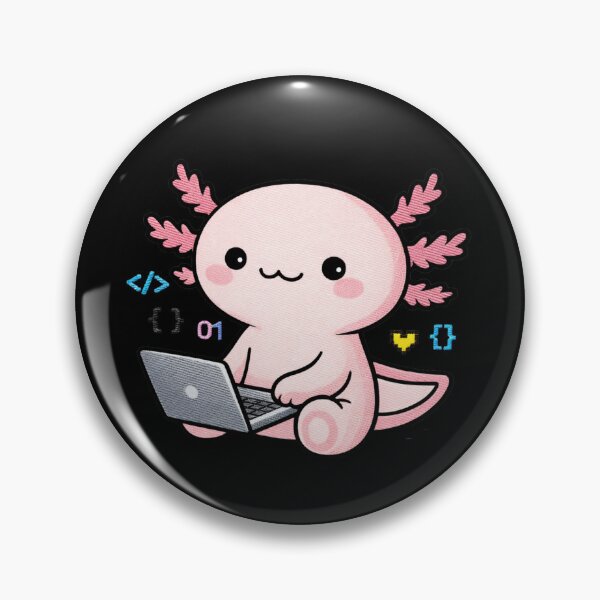Item preview, Coding Axolotl – Cute Kawaii Programmer Axolotl with Laptop Embroidery Style designed and sold by ColorSplash123.