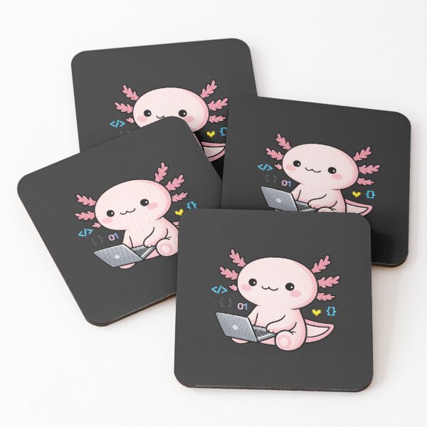 Item preview, Coding Axolotl – Cute Kawaii Programmer Axolotl with Laptop Embroidery Style designed and sold by ColorSplash123.