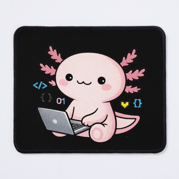 Item preview, Coding Axolotl – Cute Kawaii Programmer Axolotl with Laptop Embroidery Style designed and sold by ColorSplash123.