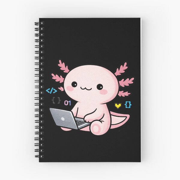 Item preview, Coding Axolotl – Cute Kawaii Programmer Axolotl with Laptop Embroidery Style designed and sold by ColorSplash123.