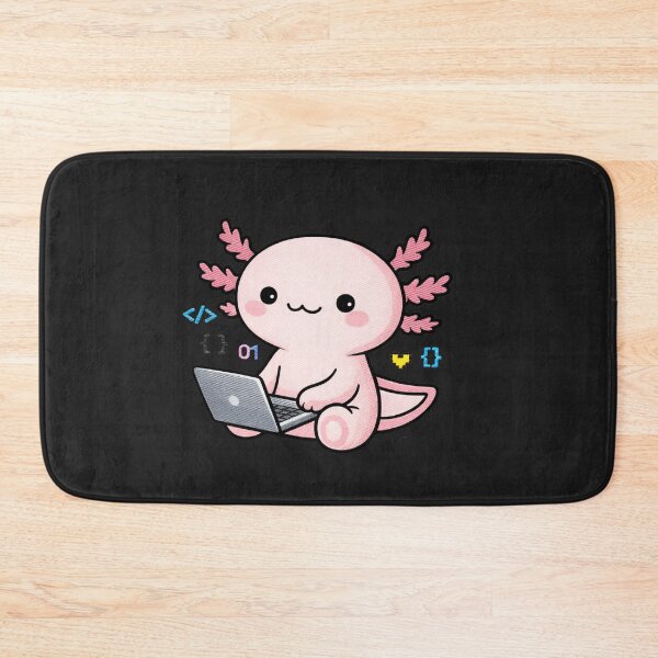 Item preview, Coding Axolotl – Cute Kawaii Programmer Axolotl with Laptop Embroidery Style designed and sold by ColorSplash123.