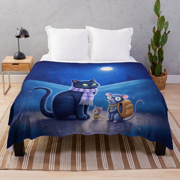 Item preview, Moonlit Little Friends – Whimsical Cat and Mice Night Adventure designed and sold by Whimsical Hug.
