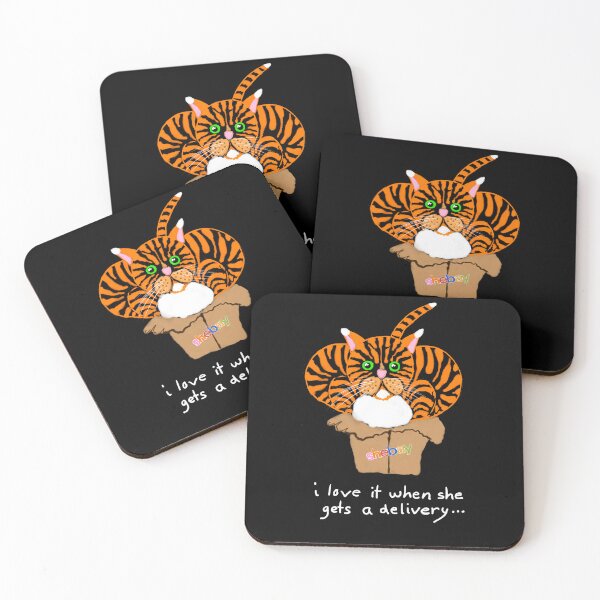 POLITOCAT gets a package - art by Sarnia  Coasters (Set of 4)