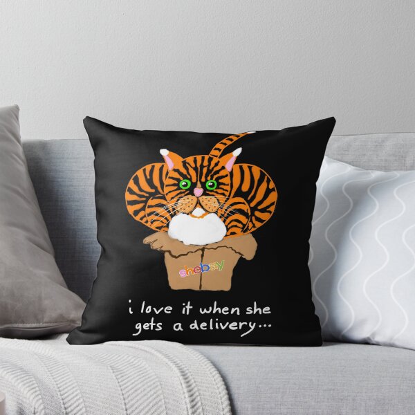 POLITOCAT gets a package - art by Sarnia  Throw Pillow