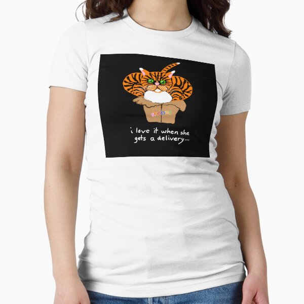 POLITOCAT gets a package - art by Sarnia  Fitted T-Shirt