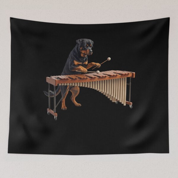 Item preview, Rottweiler Playing Marimba Player Marimbist Dog Lover designed and sold by TerryConnells.