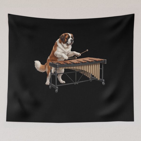Item preview, Saint Bernard Playing Marimba Player Marimbist Dog Lover designed and sold by TerryConnells.