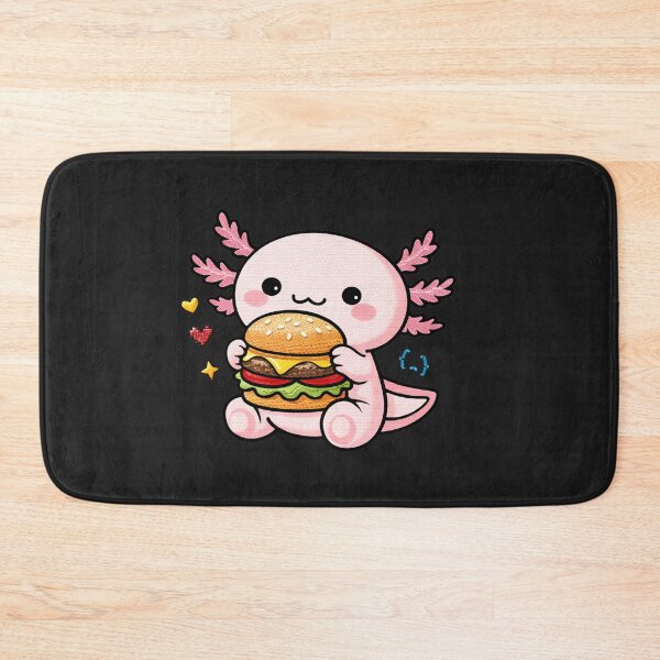 Item preview, Burger Lover Axolotl – Cute Kawaii Axolotl Eating Burger Embroidery Style designed and sold by ColorSplash123.
