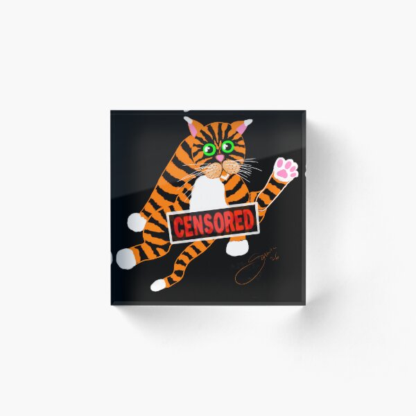 POLITOCAT forgets his manners art by Sarnia Acrylic Block