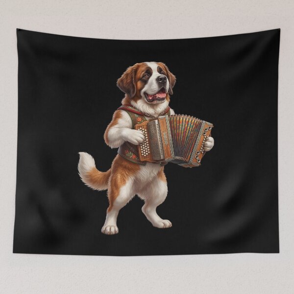 Item preview, Saint Bernard Playing Accordion Player Accordionist Dog Lover designed and sold by DoodleTortle.